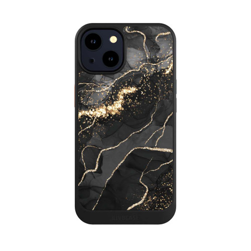 Apple iPhone 14 NIVOcore Look Spirales de Marbre Sombre &amp; Or