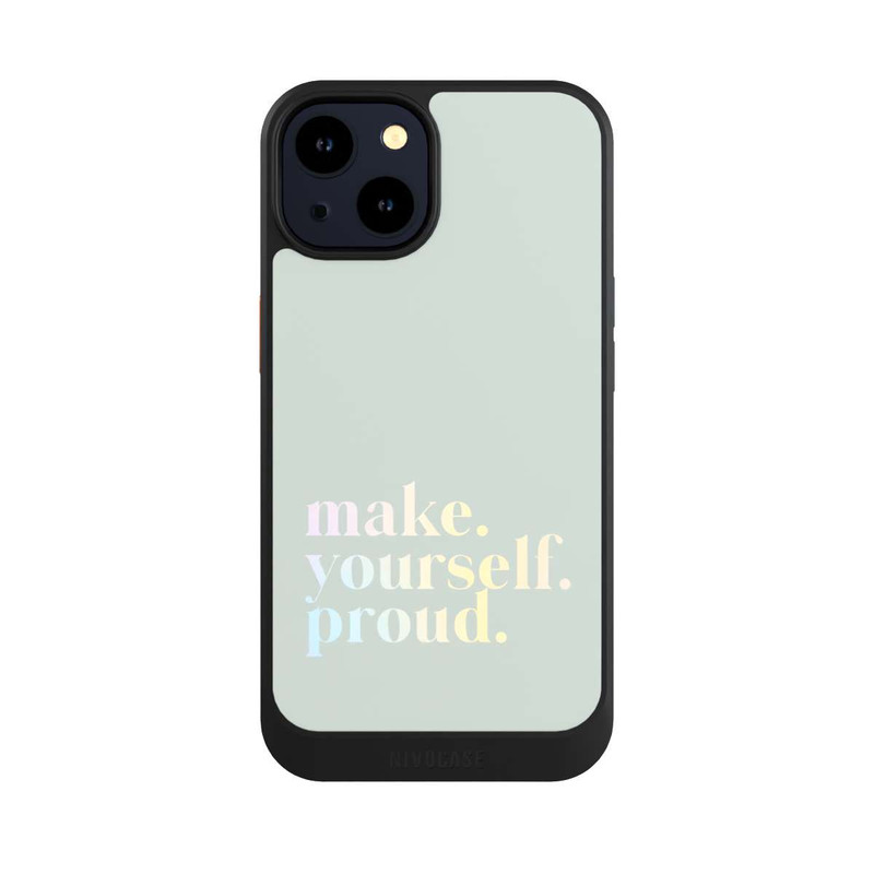 iPhone 14 NIVOcore Make Yourself Proud Zitat-Minze und Farbverlauf