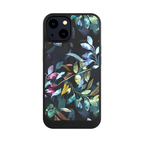 Apple iPhone 14 NIVOcore Mystische Aquarellblätter schwarz