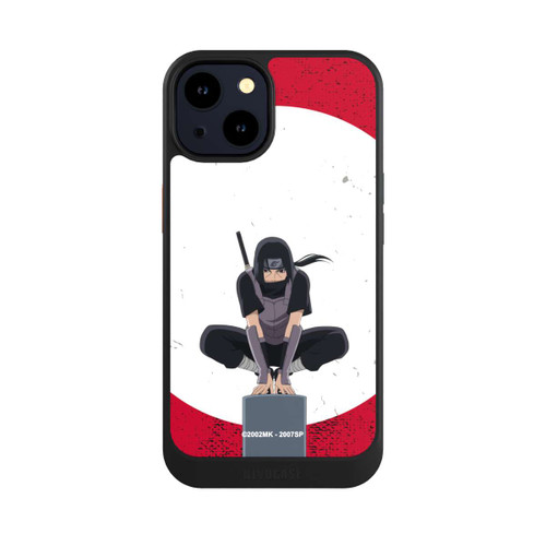 Apple iPhone 14 NIVOcore Itachi Uchiha Symbol Roter Hintergrund