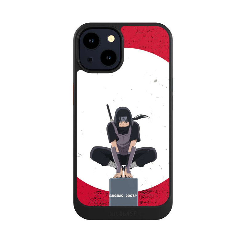 iPhone 14 NIVOcore Symbole Itachi Uchiha fond rouge