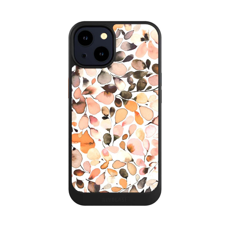 iPhone 14 NIVOcore Eucalyptus Watercolor Leaves Dark Brown Autumn