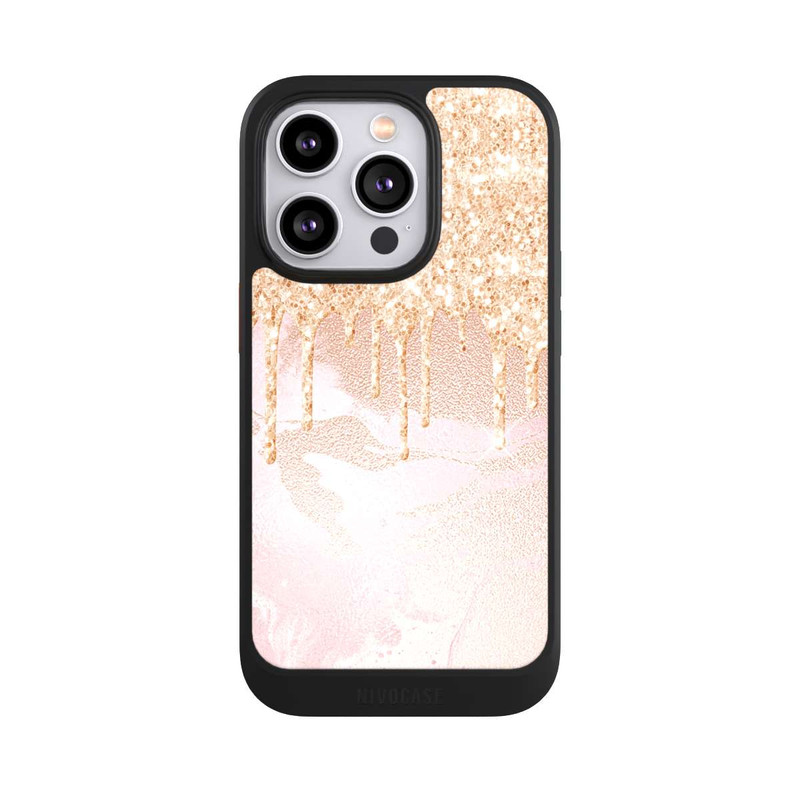 iPhone 14 Pro NIVOcore Gouttelettes Scintillantes Look Rose Gold