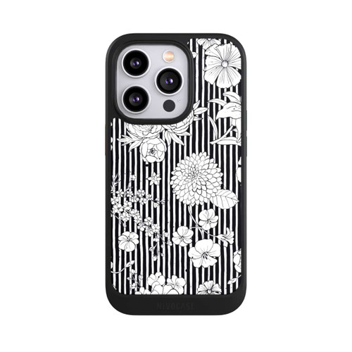 Apple iPhone 14 Pro NIVOcore Fleurs et rayures noir et blanc
