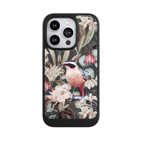 Apple iPhone 14 Pro NIVOcore Orangefarbener Vogel im Vintage Blumenmuster