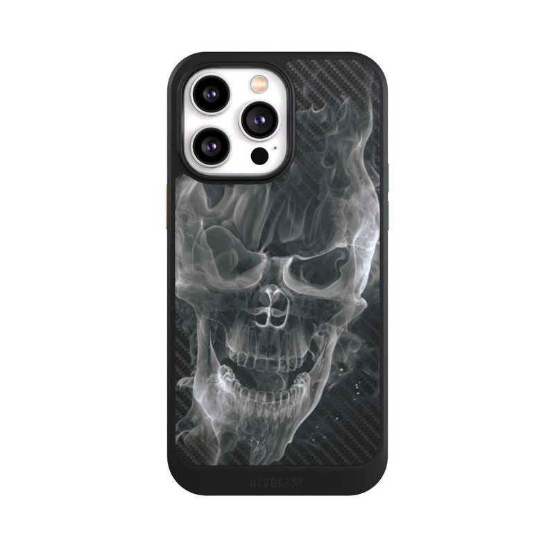 iPhone 14 Pro Max NIVOcore rauchender Totenkopf Carbon