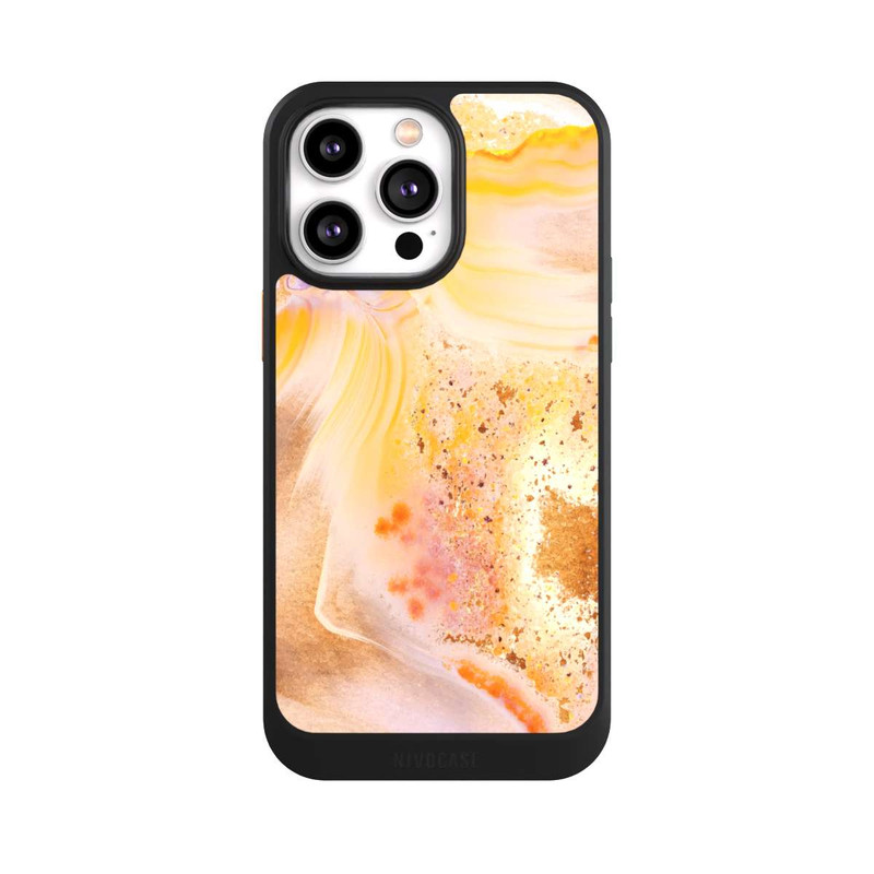 iPhone 14 Pro Max NIVOcore Orangefarbener Glitzer Marmorlook