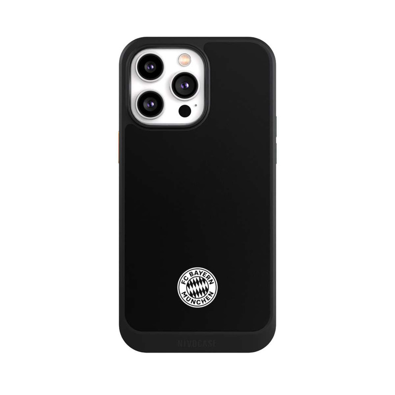 iPhone 14 Pro Max NIVOcore Klassisches FCB Logo Klein - Weiß auf Schwarz