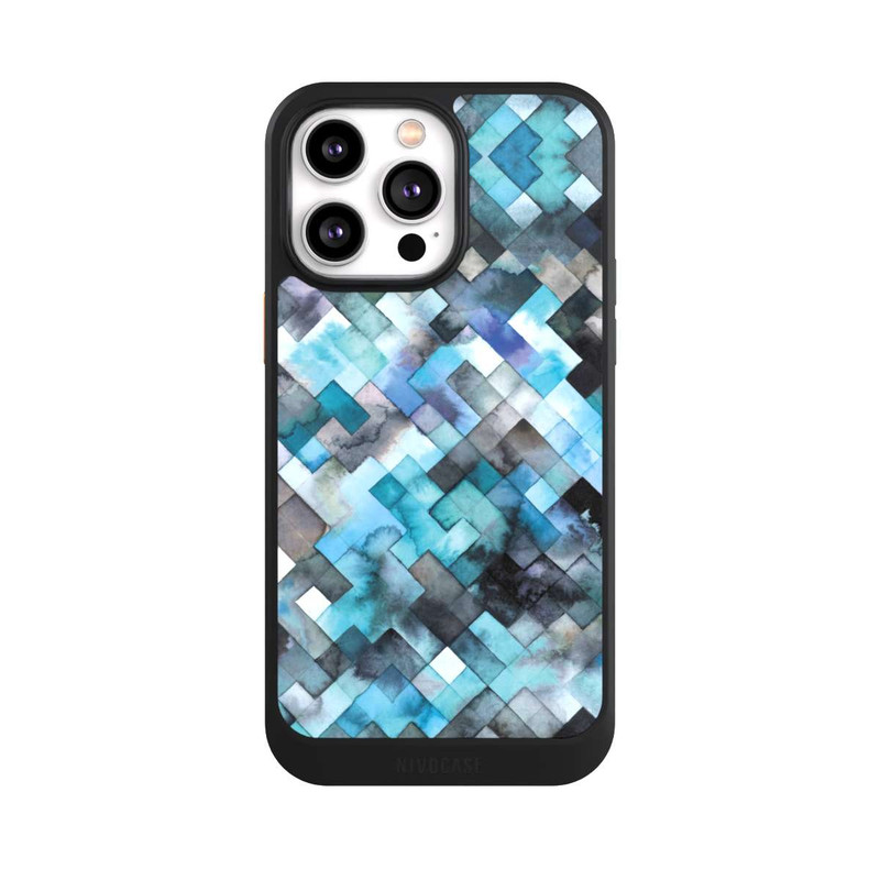 iPhone 14 Pro Max NIVOcore stimmungsvolles geometrisches Muster blau