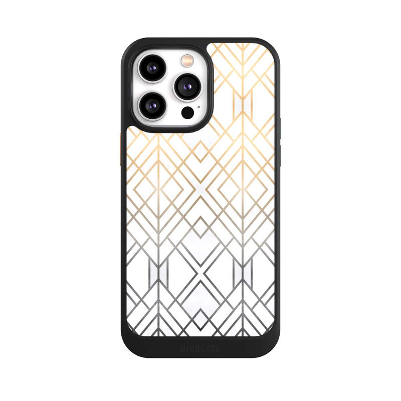 iPhone 14 Pro Max NIVOcore Gold und Grauer Geo Golddruck
