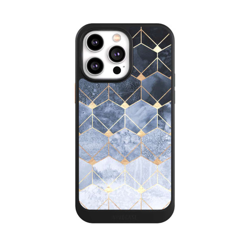 Apple iPhone 14 Pro Max NIVOcore Blaue Sechsecke und Diamanten Golddruck