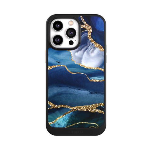 Apple iPhone 14 Pro Max NIVOcore  Blauer Marmor Gold Glitzer Look