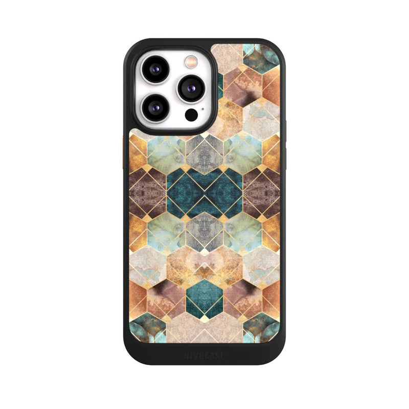 iPhone 14 Pro Max NIVOcore Naturfarbene Sechsecke und Diamanten