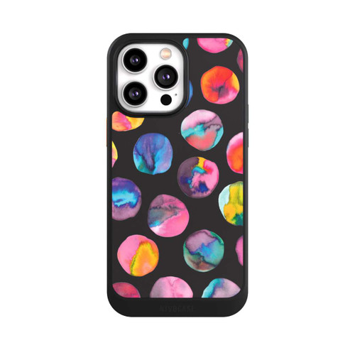 Apple iPhone 14 Pro Max NIVOcore Bunte Tintenmurmeln Punkte Schwarz