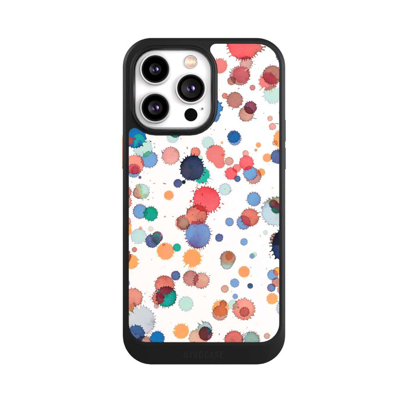 iPhone 14 Pro Max NIVOcore Gouttes Aquarelle Texture Bleu Jaune