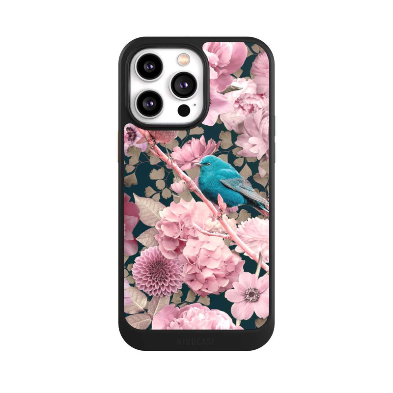 iPhone 14 Pro Max NIVOcore Sparrows in Pink Flower Pattern