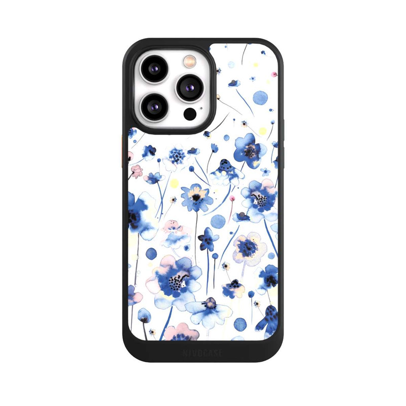 iPhone 14 Pro Max NIVOcore Aquarelltinte blaue Blumen