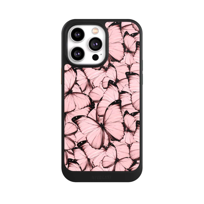 iPhone 14 Pro Max NIVOcore Rosa Schmetterling-Muster