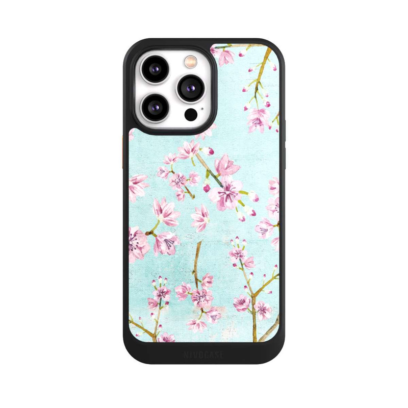 iPhone 14 Pro Max NIVOcore Cherry Blossom Twigs Pattern Light Blue