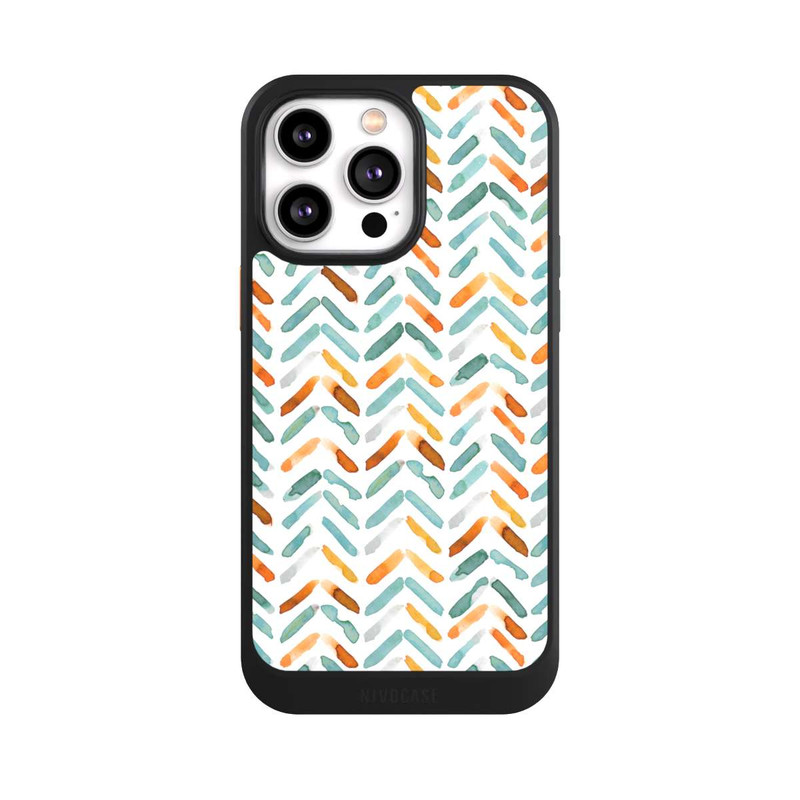 iPhone 14 Pro Max NIVOcore Elegantes Herbstchevron Blau Orange