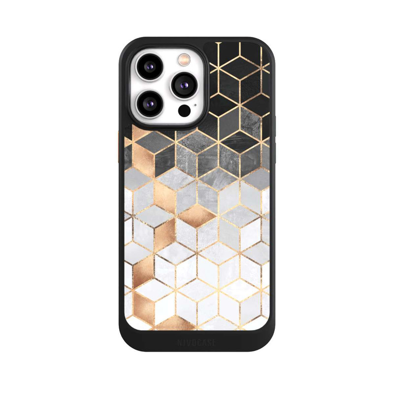 iPhone 14 Pro Max NIVOcore Würfel dunkel und gold