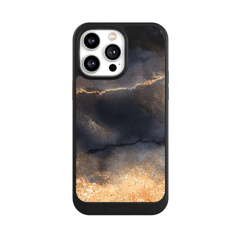 iPhone 14 Pro Max NIVOcore Schwarzer Marmor Goldstaub Look