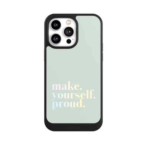 Apple iPhone 14 Pro Max NIVOcore Make Yourself Proud Zitat-Minze und Farbverlauf