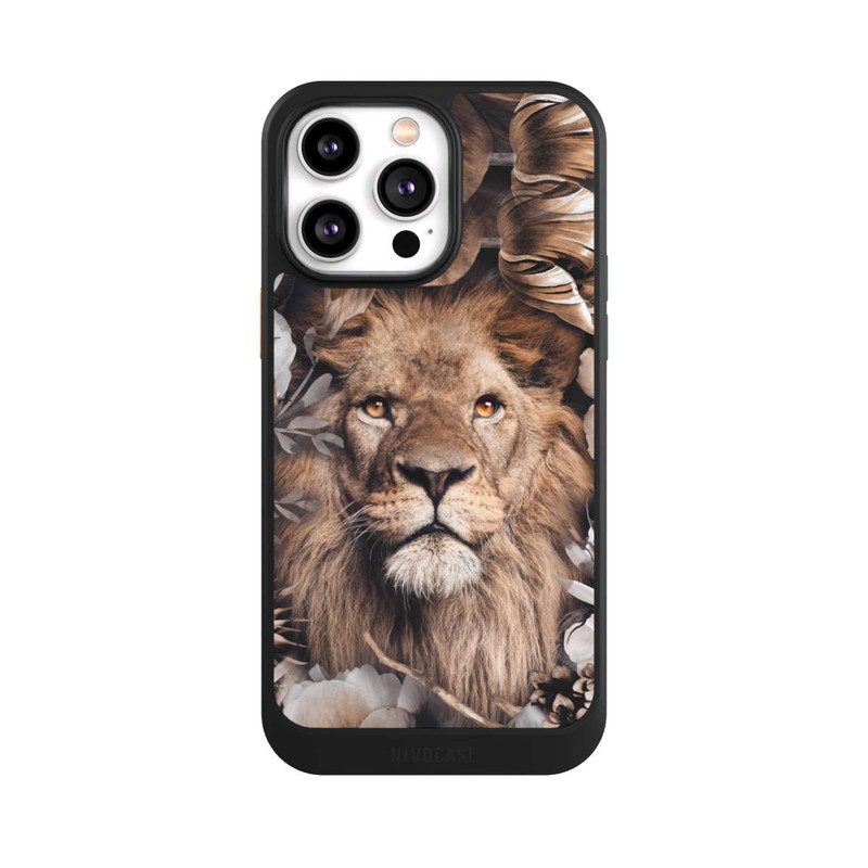 iPhone 14 Pro Max NIVOcore Löwe Blumenrahmen Beige
