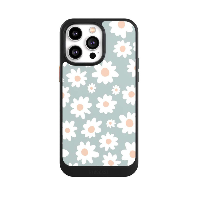 iPhone 14 Pro Max NIVOcore Daisy Flower Seamless Pattern Green
