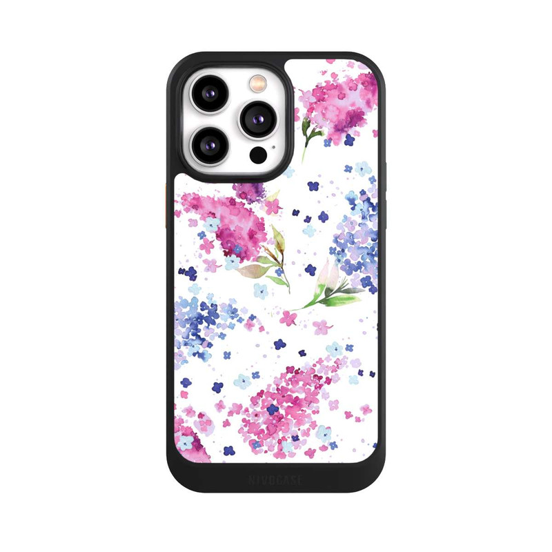iPhone 14 Pro Max NIVOcore Hortensien Lila und Rosa Blumen