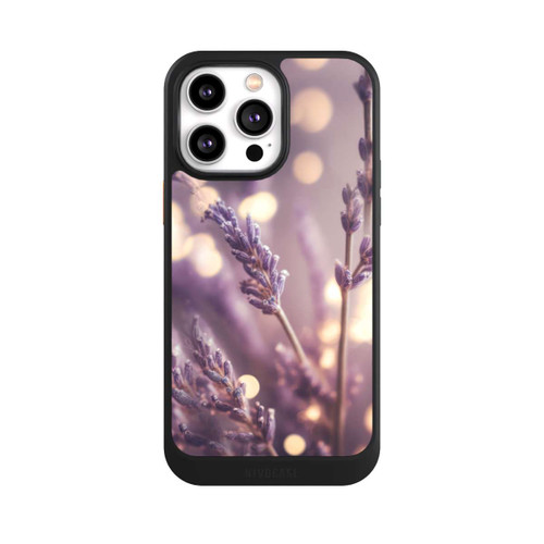 Apple iPhone 14 Pro Max NIVOcore Lavande en gros plan avec IA