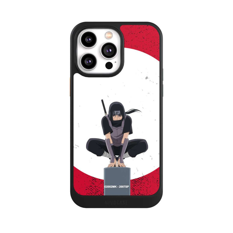 iPhone 14 Pro Max NIVOcore Itachi Uchiha Symbol Roter Hintergrund