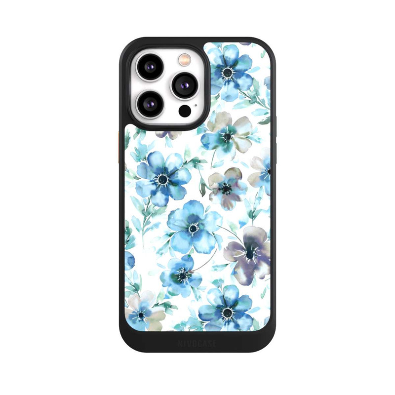 iPhone 14 Pro Max NIVOcore Blaues Blumenmuster Trendy