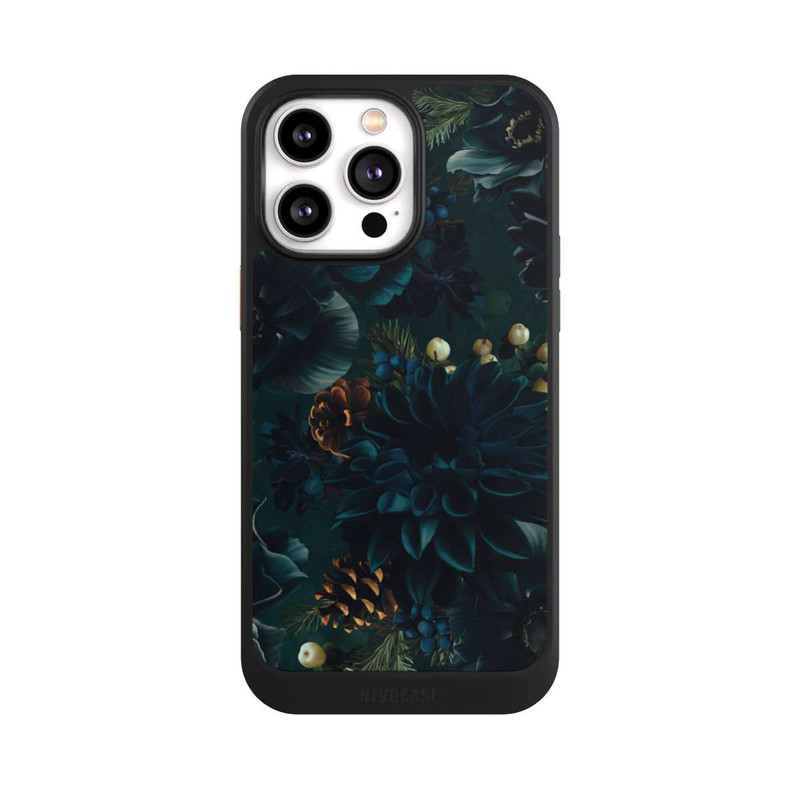 iPhone 14 Pro Max NIVOcore Blumenmuster Grün und Blau