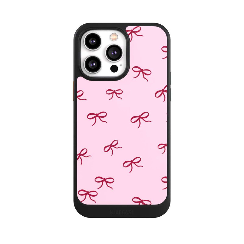 iPhone 14 Pro Max NIVOcore Schleifen Muster Rot Pink