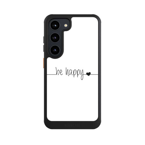 Samsung Galaxy S23 NIVOcore Be Happy Weisser Hintergrund