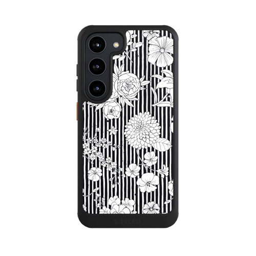 Samsung Galaxy S23 NIVOcore Blumen und Streifen Schwarz und Weiß