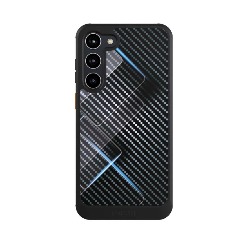 Galaxy S23 + NIVOcore Blaue Linien auf Karbon