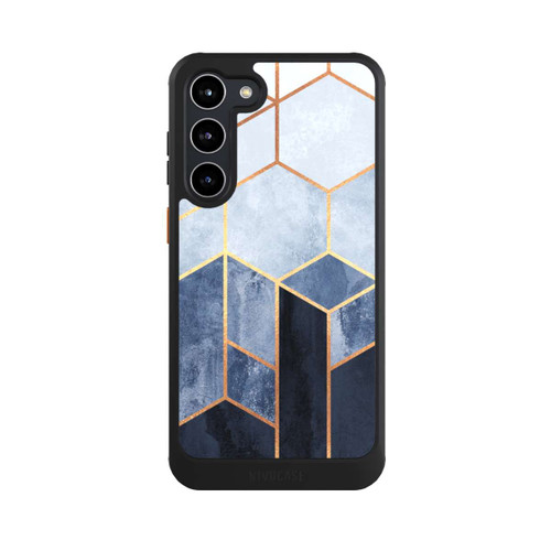 Samsung Galaxy S23+ NIVOcore Soft Blue Hexagons Gold Print