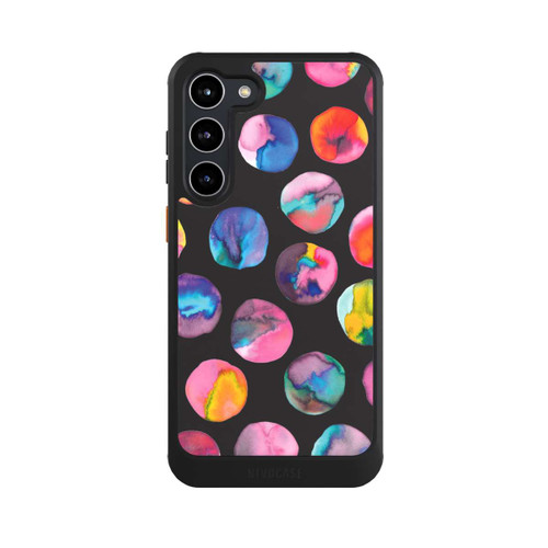 Samsung Galaxy S23+ NIVOcore Bunte Tintenmurmeln Punkte Schwarz