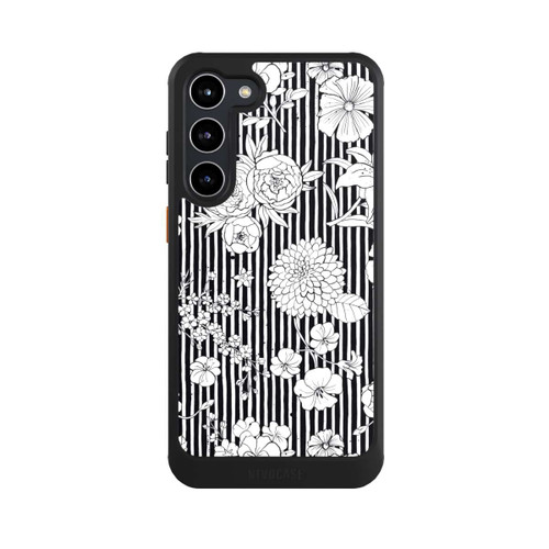 Samsung Galaxy S23+ NIVOcore Fleurs et rayures noir et blanc