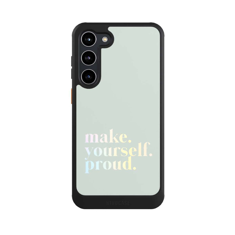 Galaxy S23 + NIVOcore Make Yourself Proud Zitat-Minze und Farbverlauf