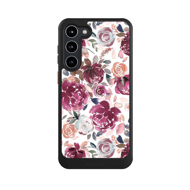 Galaxy S23 + NIVOcore Herbstpfingstrosen und Rosen in Rosa