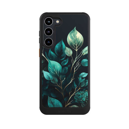 Samsung Galaxy S23+ NIVOcore Grüne Eukalyptus Blätter mit dunklem Hintergrund mit KI