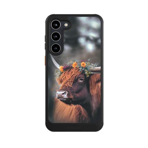 Samsung Galaxy S23+ NIVOcore Vache des Highlands avec des fleurs avec IA