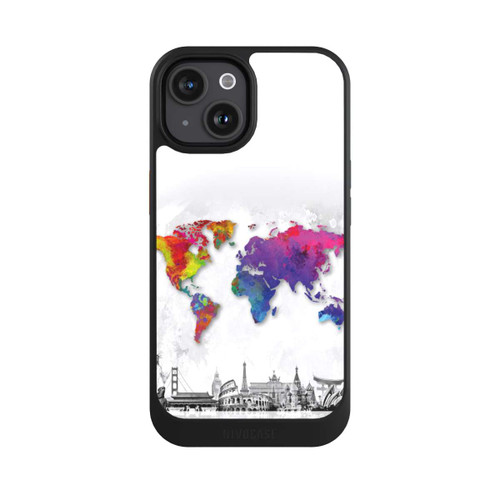 Apple iPhone 15 NIVOcore Weltkarte mit Skyline