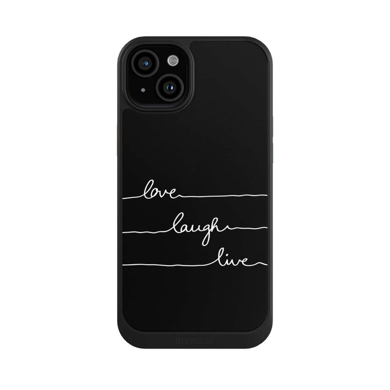 iPhone 15 Plus NIVOcore Love Laugh Live blanc/noir