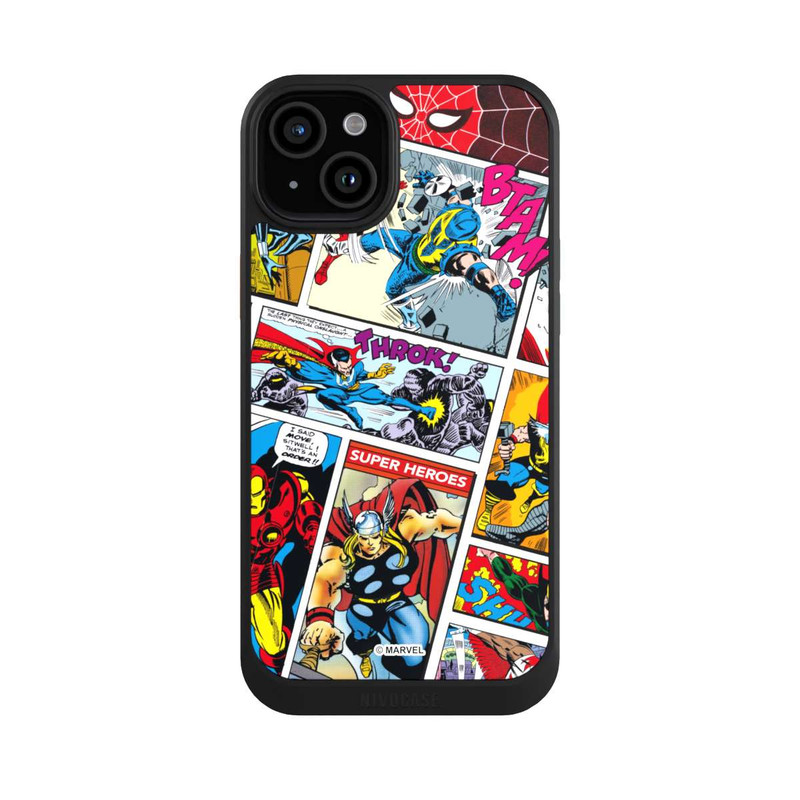 iPhone 15 Plus NIVOcore Marvel Retro Comic Blue