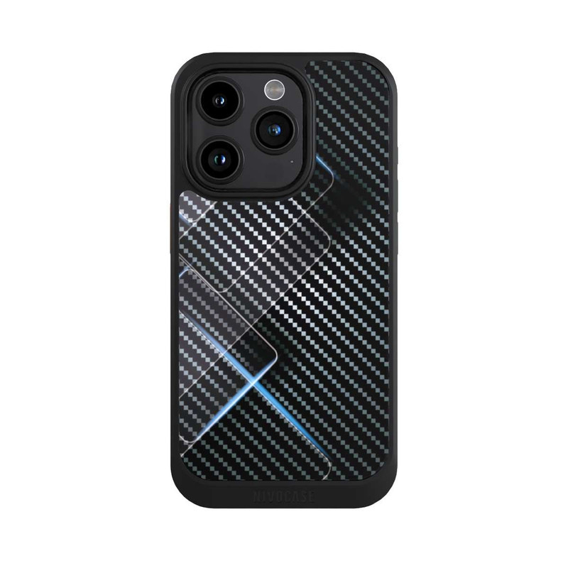 iPhone 15 Pro NIVOcore Blue Carbon Lines