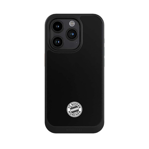 Apple iPhone 15 Pro NIVOcore Logo FCB Classique Petit - Blanc sur Fond Noir